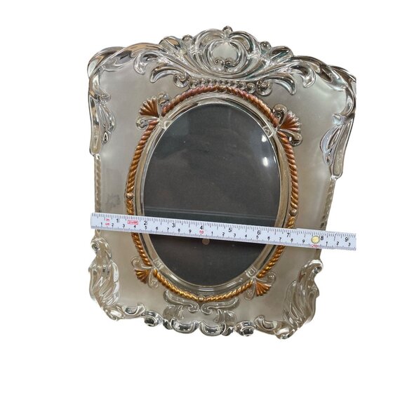 Vintage Ornate Clear Glass Gold Rope Oval Photo Frame 11.5"x8" SKU 9341 - Picture 12 of 13